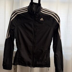 Adidas Black Track Jacket with White Stripes - Size XS